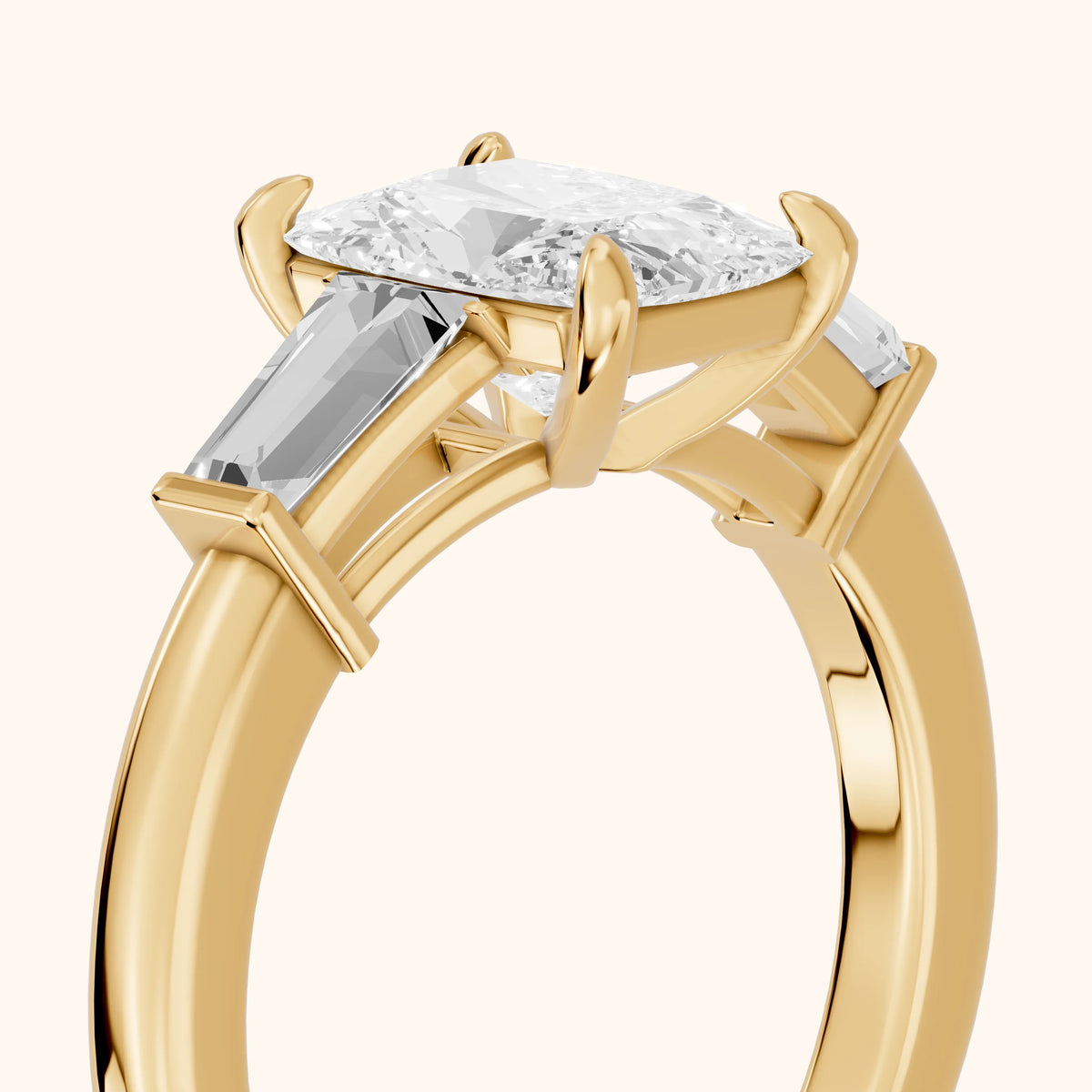 Eloise Tapered Baguette Radiant Diamond Engagement Ring in Yellow Gold - slant-view.webp