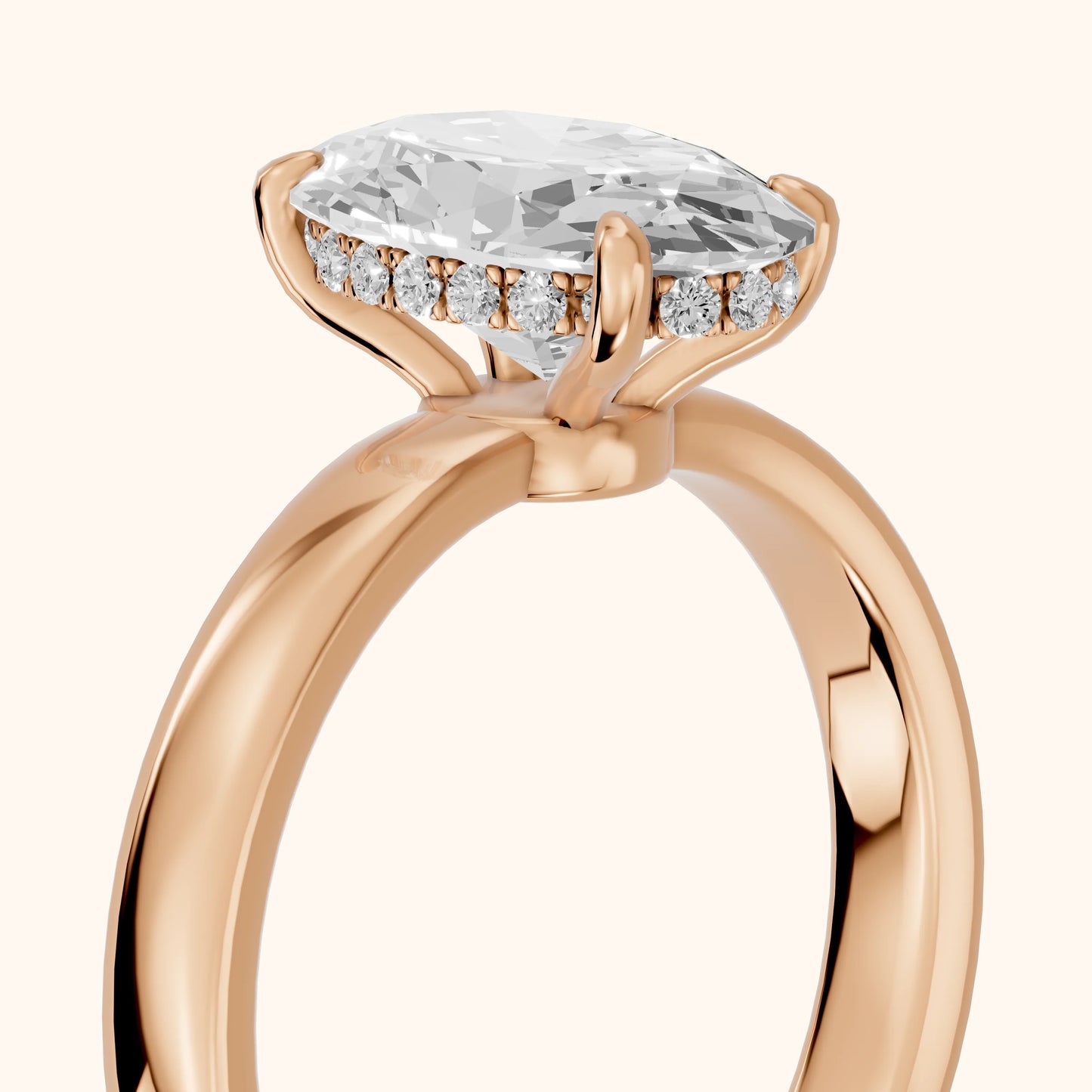 Lara Hidden Halo Oval Diamond Engagement Ring in Rose Gold - slant-view.webp