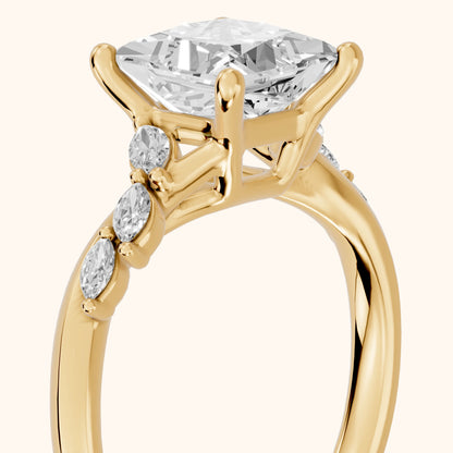Cathy Leaf Twist Princess Diamond Engagement Ring in Yellow Gold - slant-view.webp