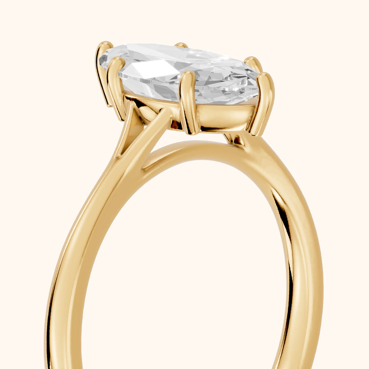 Blanche Solitaire Split Shank Marquise Diamond Engagement Ring in Yellow Gold - slant-view.webp