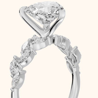 Mirella Laurel Heart Diamond Engagement Ring in Silver - slant-view.webp
