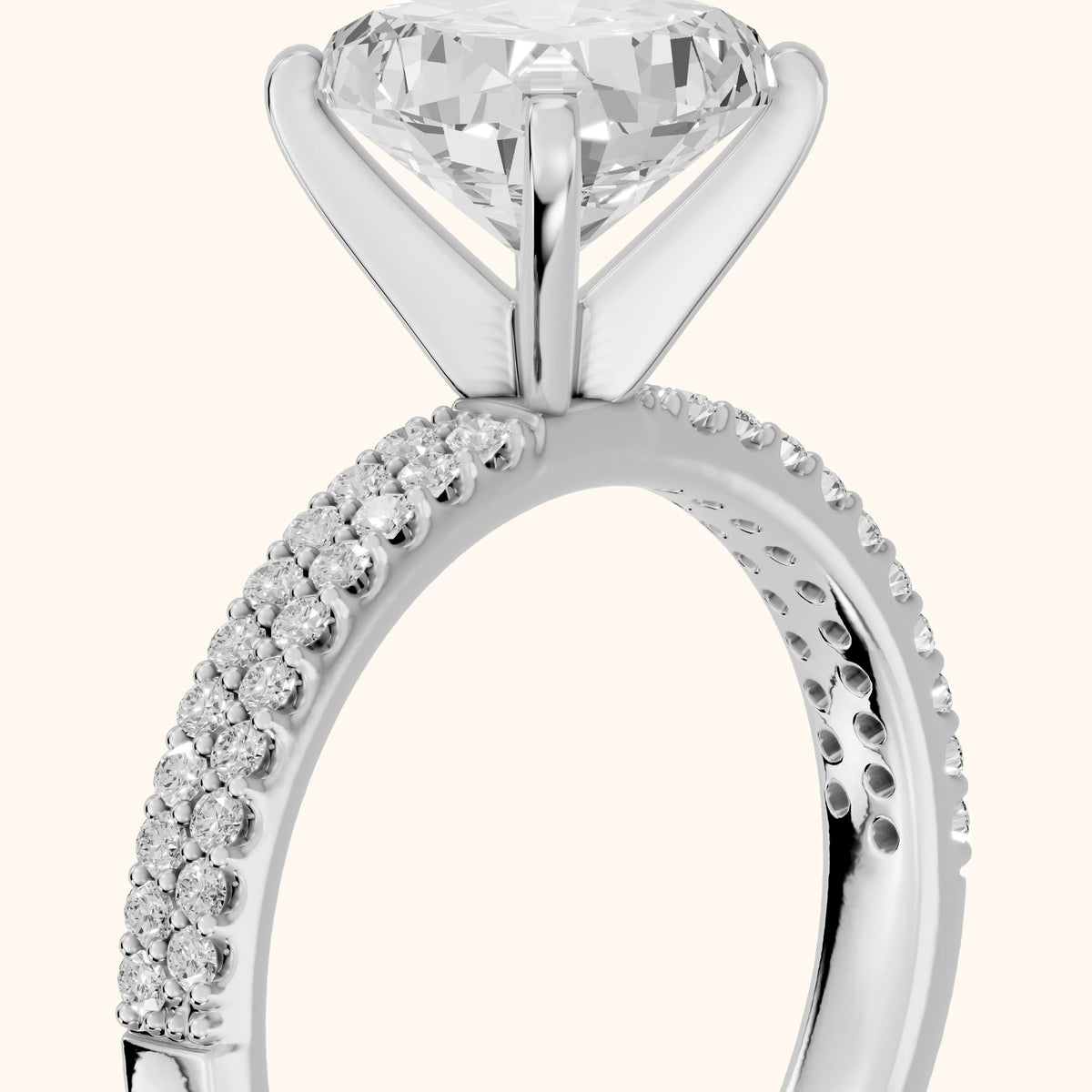 Sirena Micropavé Cushion Diamond Engagement Ring in Platinum - slant-view.webp