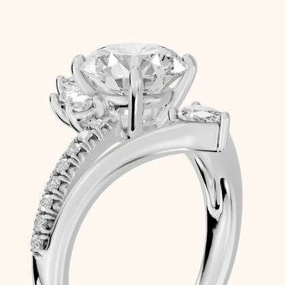 Angelina Split Shank Cluster Round Diamond Engagement Ring in White Gold - slant-view.webp