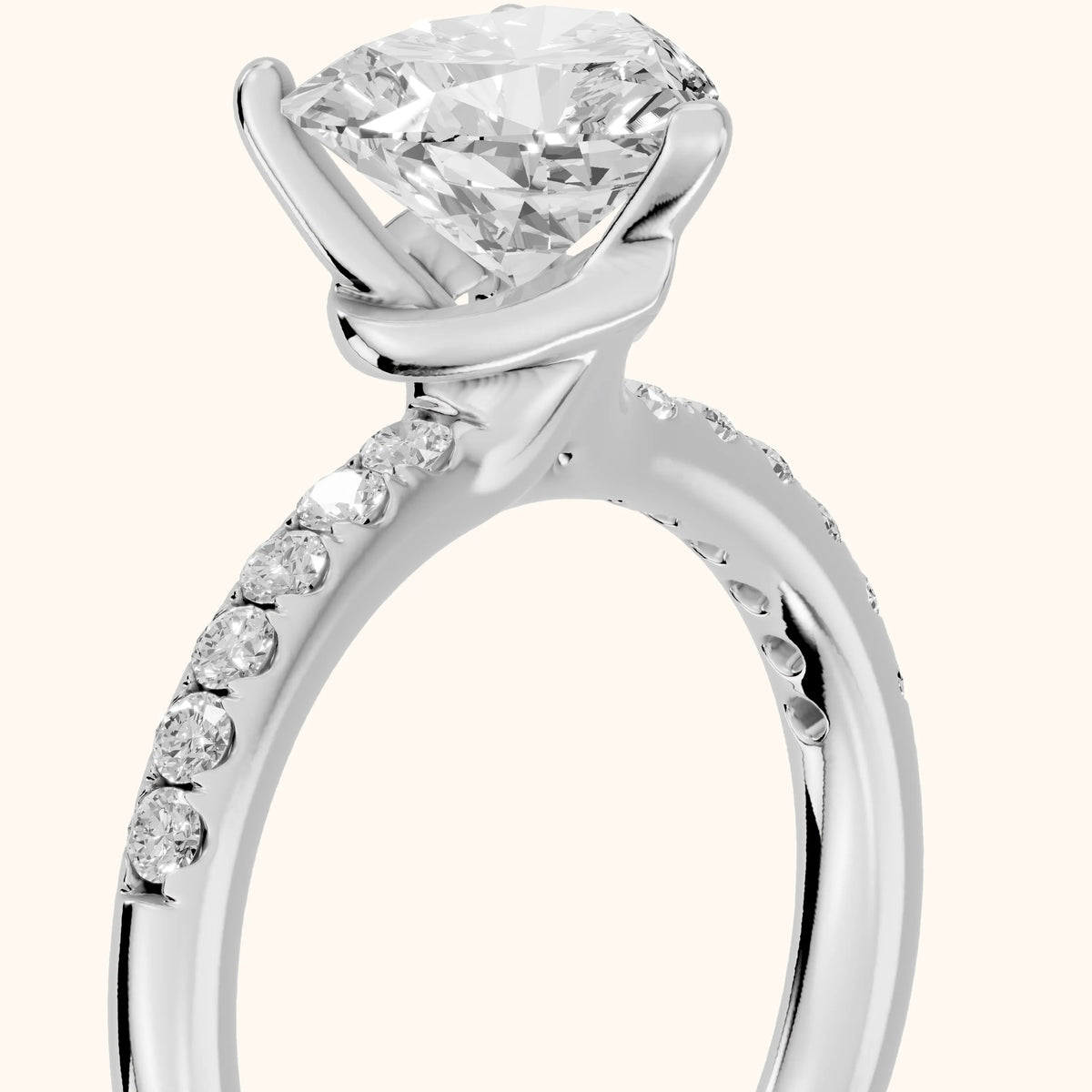 Brea Twist Pavé Heart Diamond Engagement Ring in Silver - slant-view.webp