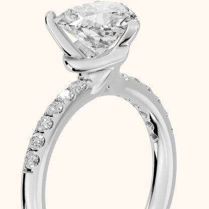 Brea Twist Pavé Heart Diamond Engagement Ring in Silver - slant-view.webp