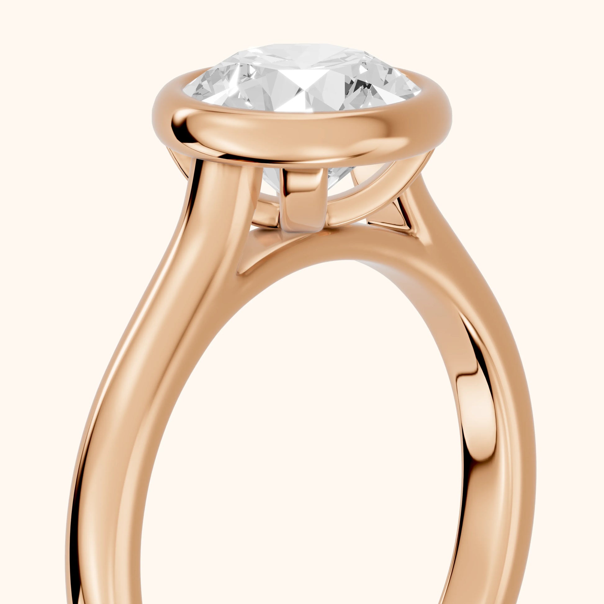 Jolie Bezel Solitaire Round Diamond Engagement Ring in Rose Gold - slant-view.webp
