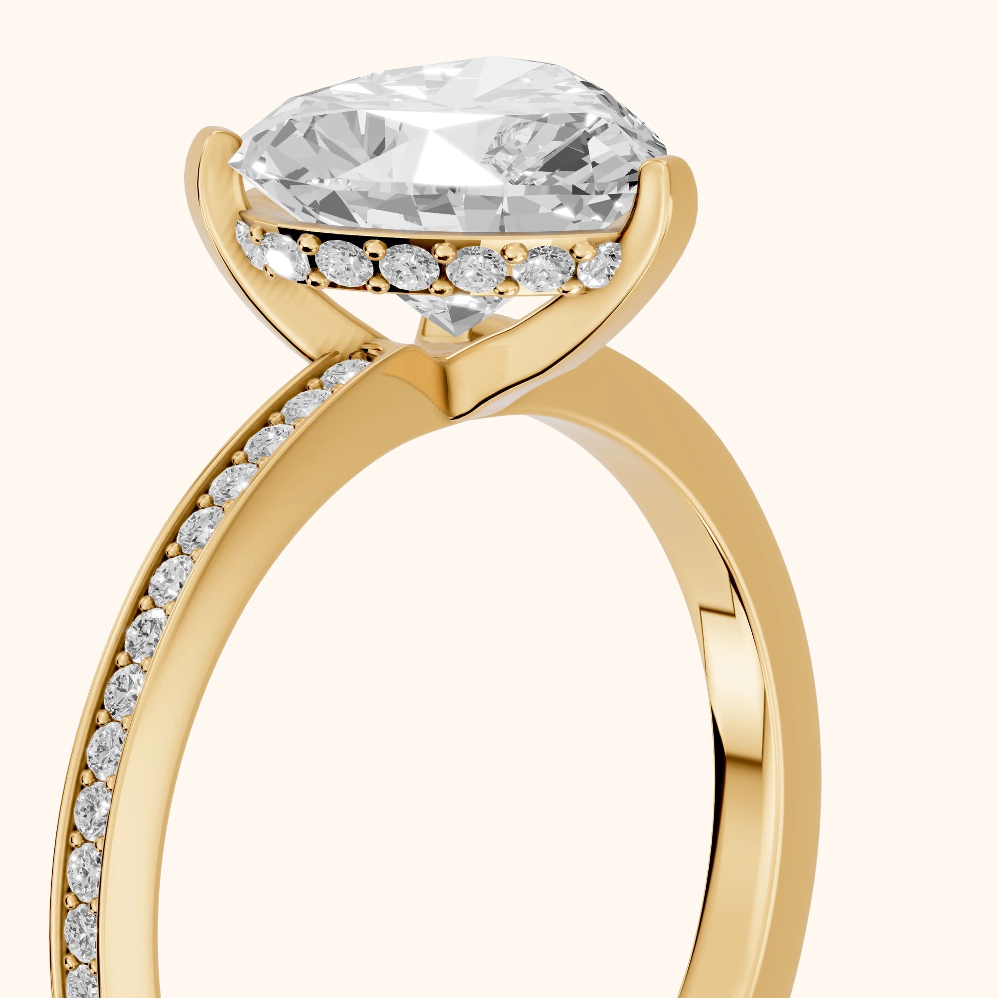 Naia Hidden Halo Heart Diamond Ring in Yellow Gold - slant-view.webp