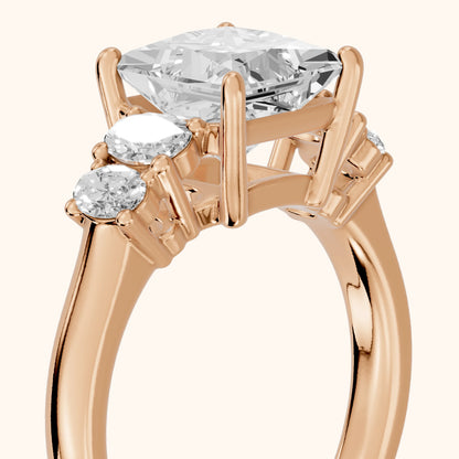 Kirsten Graduated Five-Stone Princess Diamond Engagement Ring in Rose Gold - slant-view.webp