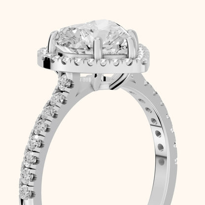 Mabel Halo French Pavé Heart Diamond Engagement Ring in White Gold - slant-view.webp