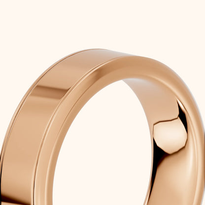 Anika Flat Beveled Wedding Band in Rose Gold - slant-view