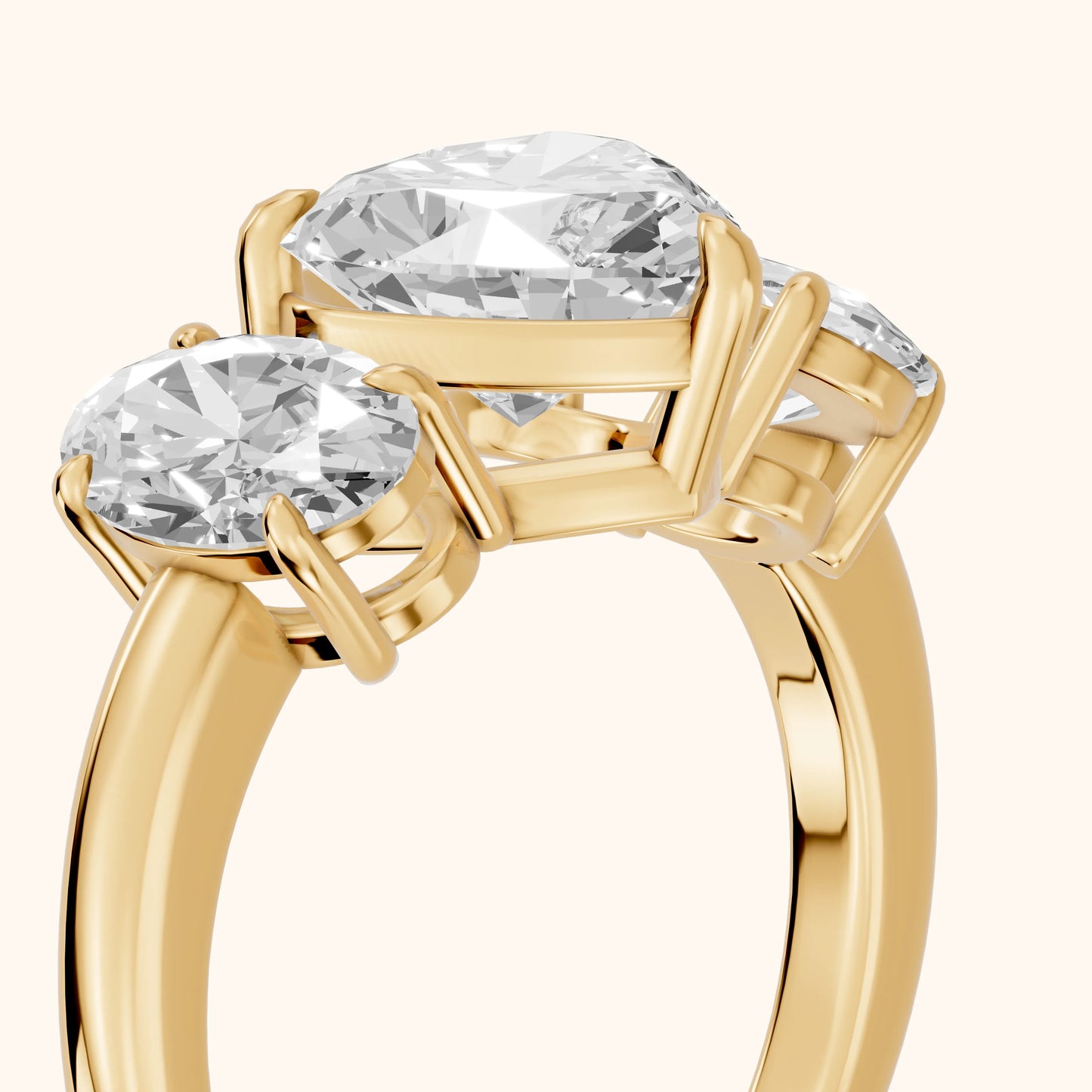 Lila Three-Stone Heart Diamond Ring in Yellow Gold - slant-view.webp