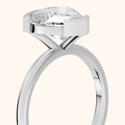 Bedford Half Bezel Solitaire Heart Diamond Engagement Ring in White Gold - slant-view.webp