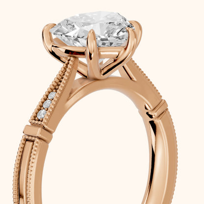 Jovanna Vintage Cathedral Heart Diamond Engagement Ring in Rose Gold - slant-view.webp