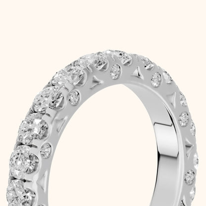 Raina French Pavé Round Diamond Eternity Band in Silver - slant-view