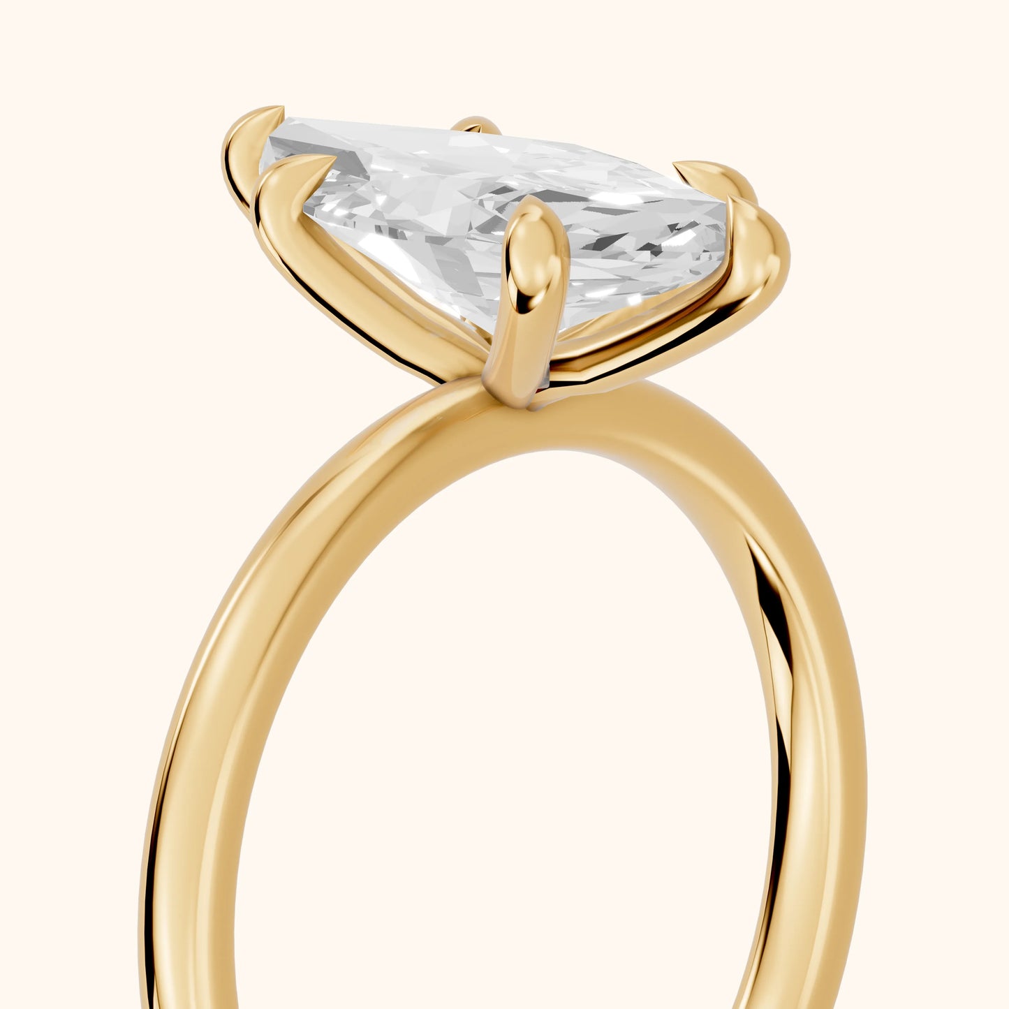 Nella Petite Solitaire Marquise Diamond Engagement Ring in Yellow Gold - slant-view.webp