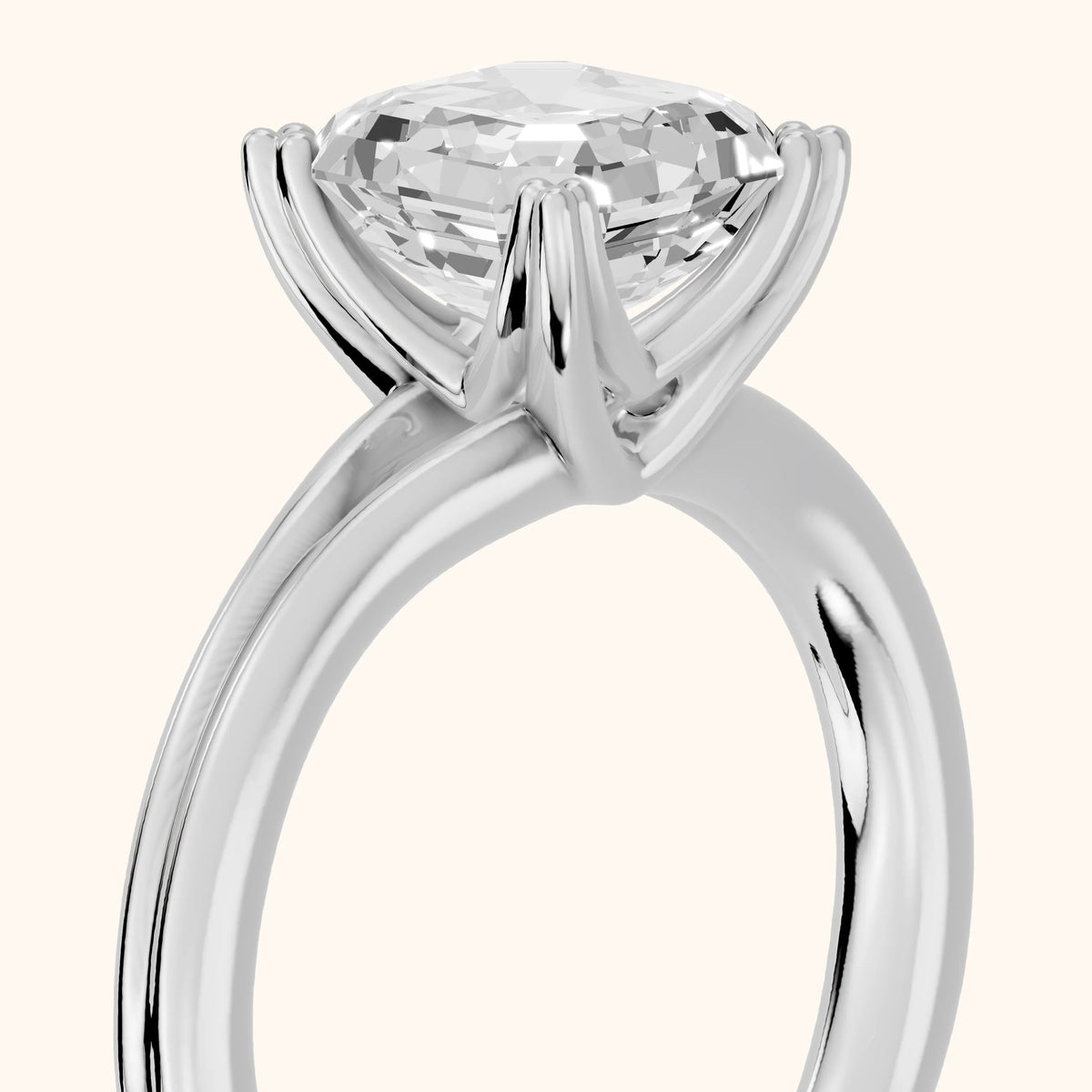 Neve Solitaire Split Shank Asscher Diamond Engagement Ring in Silver - slant-view.webp