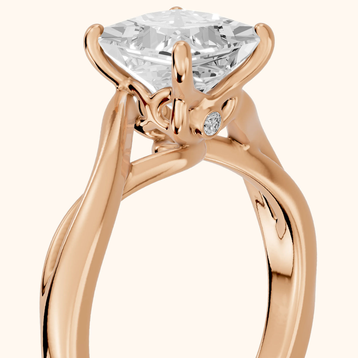 Britta Twist Princess Diamond Engagement Ring in Rose Gold - slant-view.webp