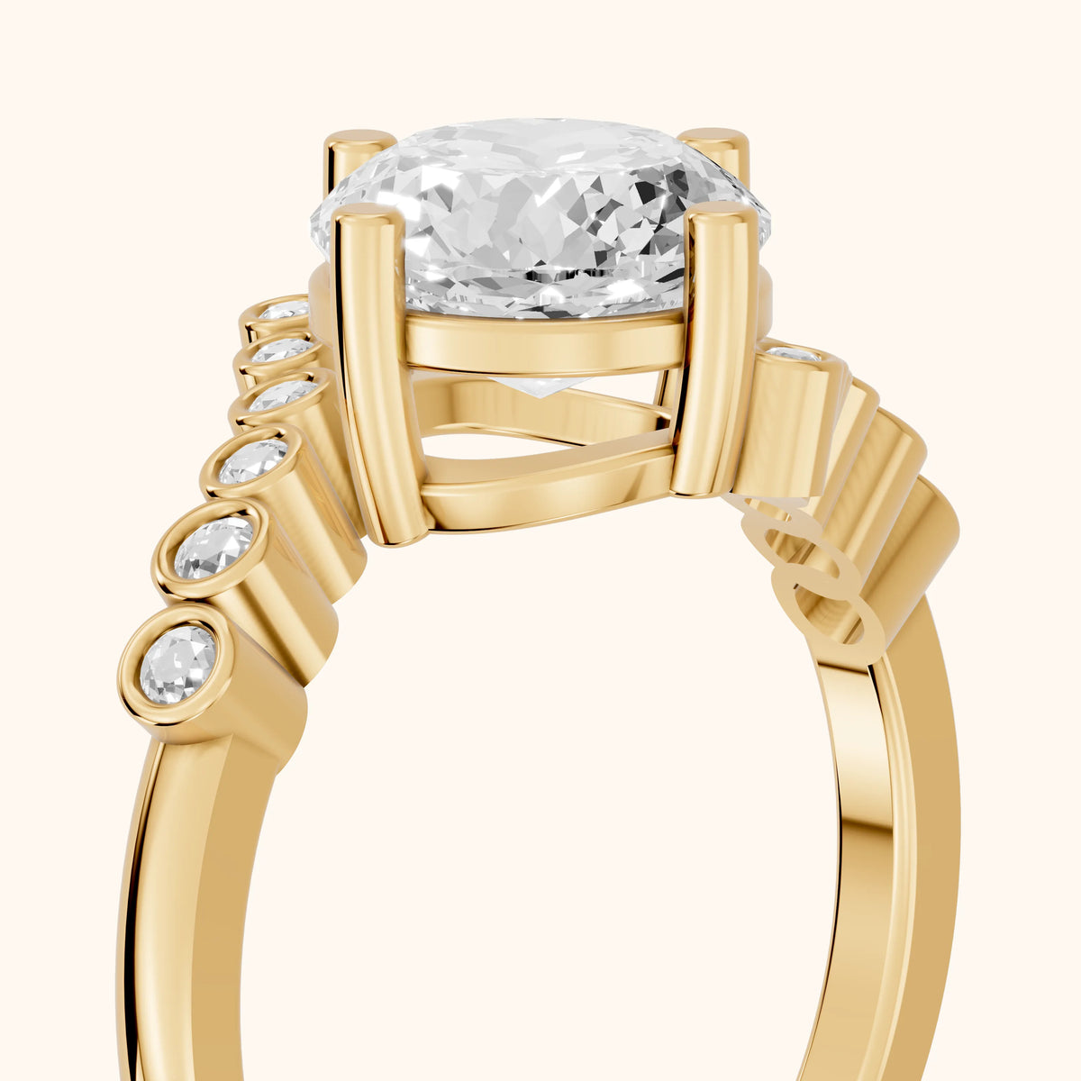Chatham Bezel Bypass Portuguese Diamond Engagement Ring in Yellow Gold - slant-view.webp