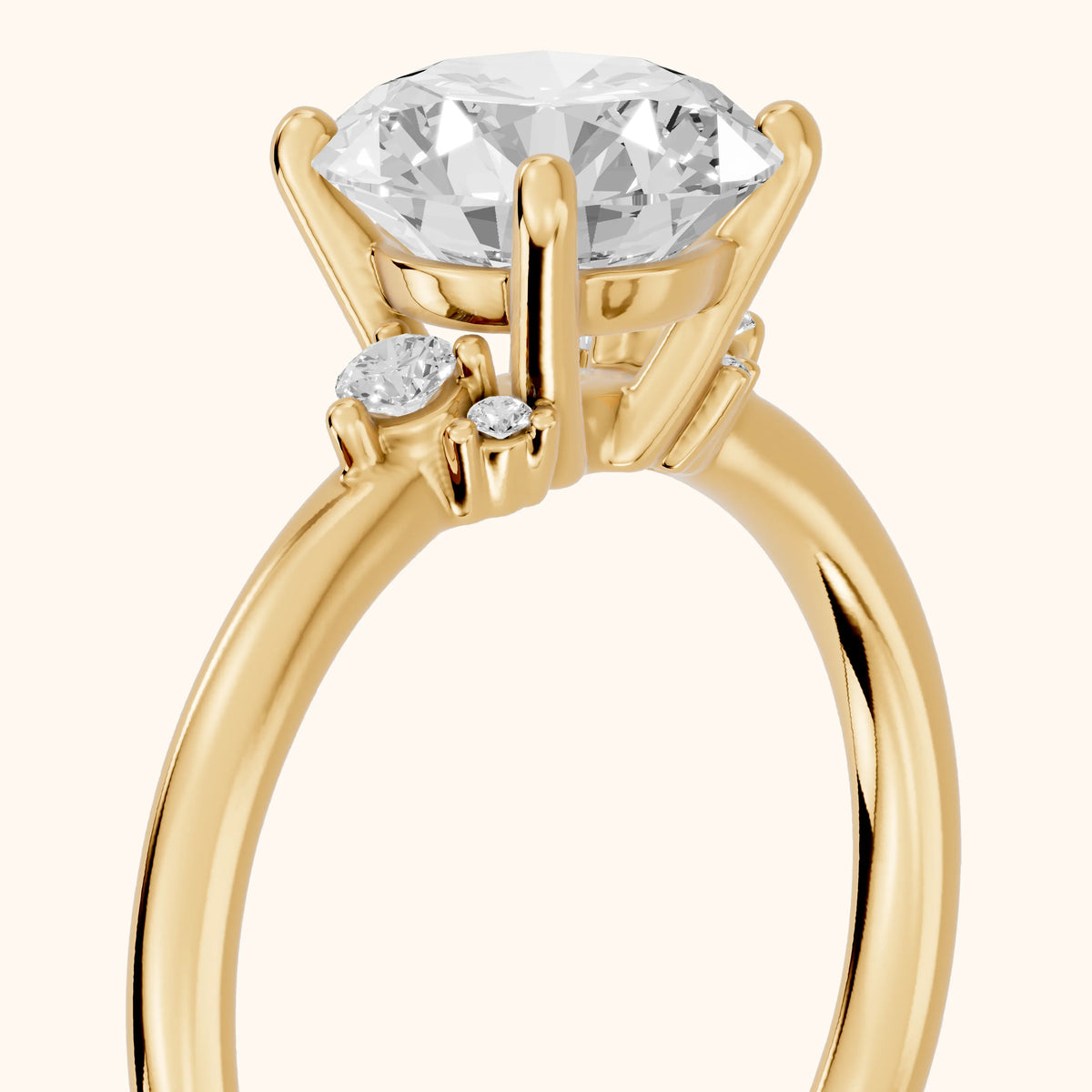 Wynne Cluster Round Diamond Engagement Ring in Yellow Gold - slant-view.webp