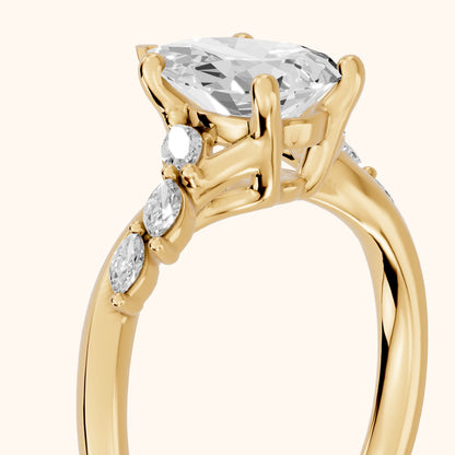 Cathy Leaf Twist Pear Diamond Engagement Ring in Yellow Gold - slant-view.webp