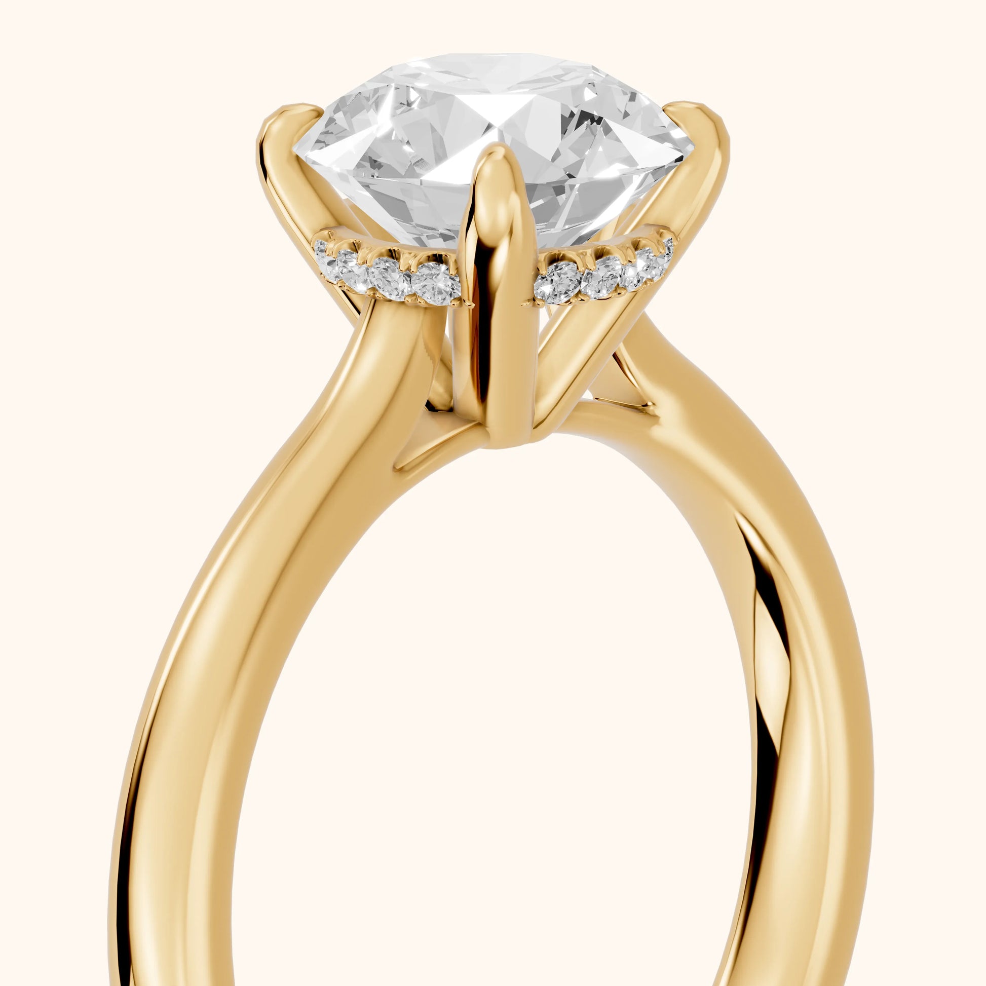 Mena Hidden Halo Round Diamond Engagement Ring in Yellow Gold - slant-view.webp