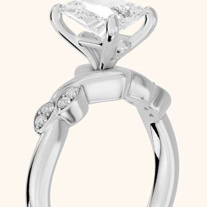 Robin Leaf Twist Radiant Diamond Engagement Ring in Platinum - slant-view.webp