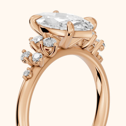 Mirabelle Cluster Marquise Diamond Engagement Ring in Rose Gold - slant-view.webp