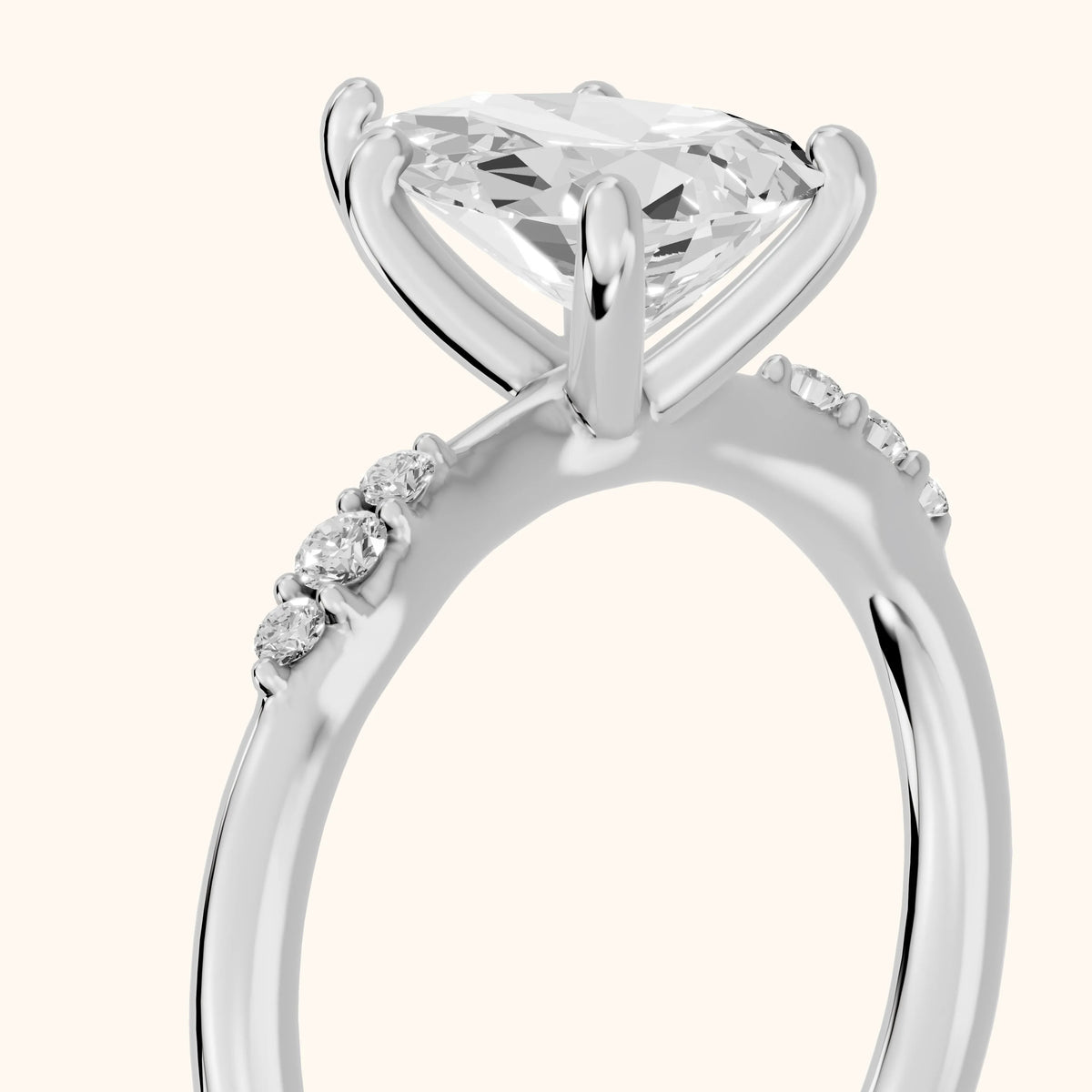 Sheila Pavé Pear Diamond Engagement Ring in Silver - slant-view.webp
