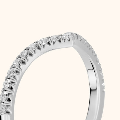 Melia Contour Pavé Round Diamond Stackable Ring in Platinum - slant-view