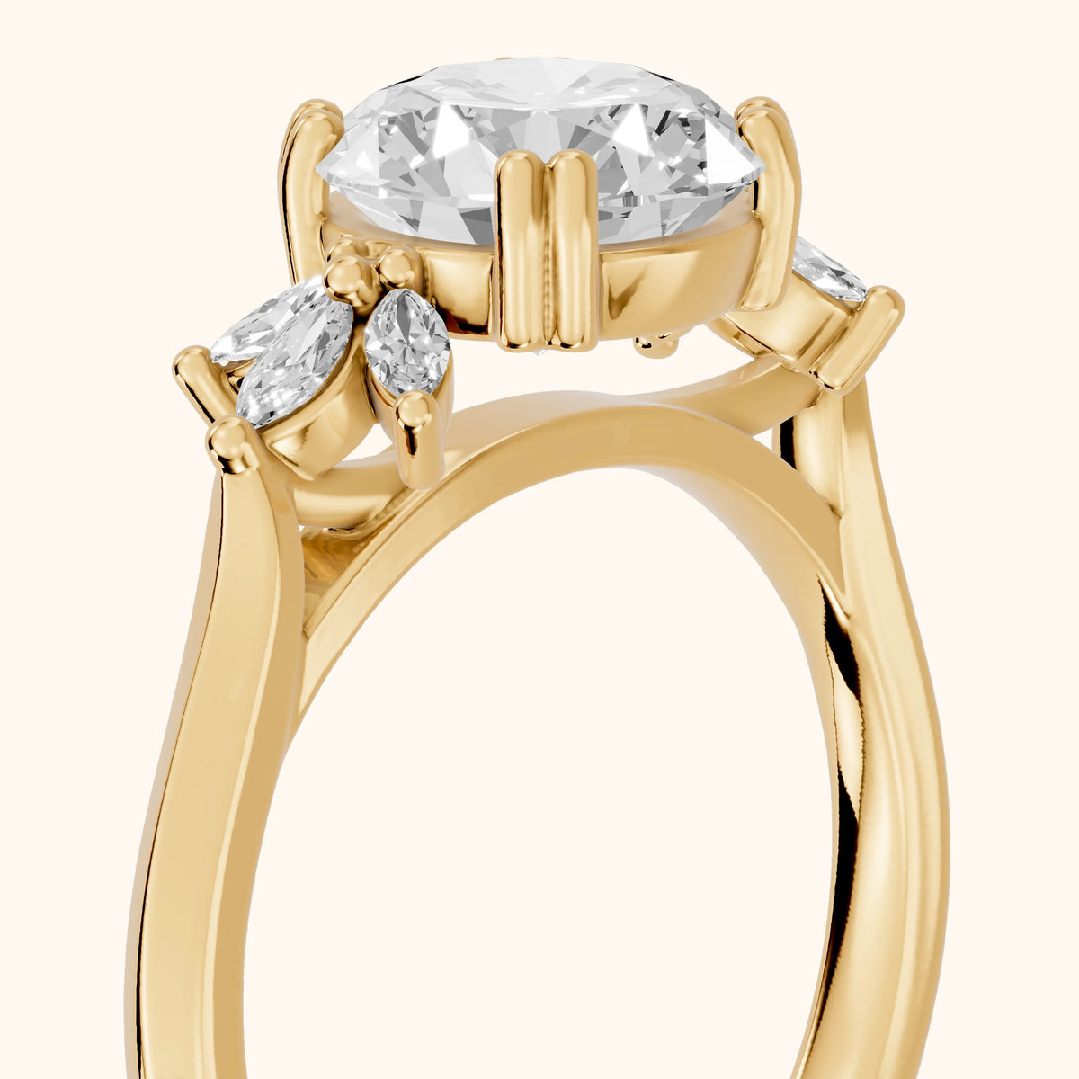 Cary Vine Cluster Round Diamond Engagement Ring in Yellow Gold - slant-view.webp