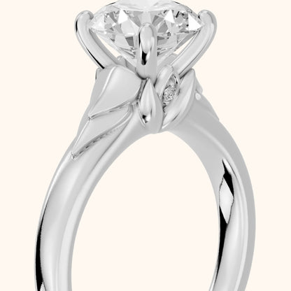 Jana Engraved Round Diamond Engagement Ring in Silver - slant-view.webp