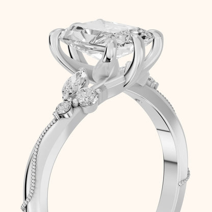 Joanna Milgrain Twist Radiant Diamond Engagement Ring in Platinum - slant-view.webp