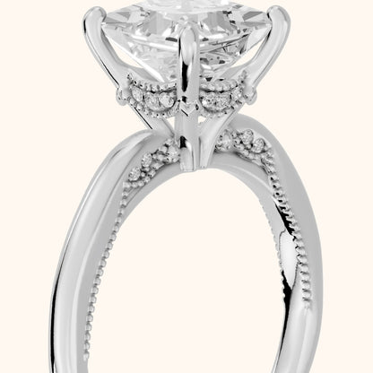 Lowell Hidden Halo Milgrain Princess Diamond Engagement Ring in Platinum - slant-view.webp