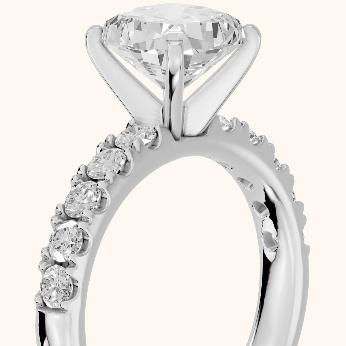 Alix Statement Pavé Cushion Diamond Engagement Ring in Silver - slant-view.webp