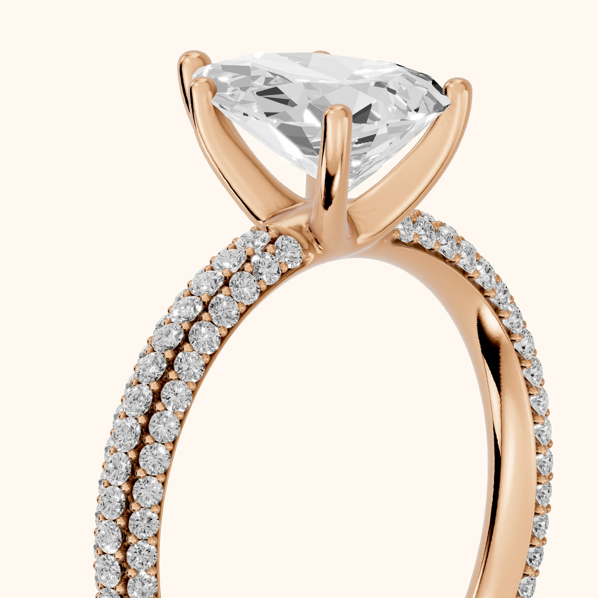 Thalia Micropavé Pear Diamond Engagement Ring in Rose Gold - slant-view.webp