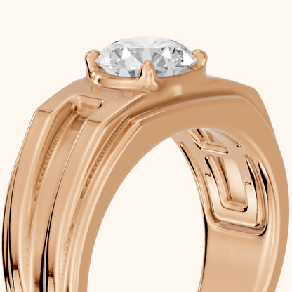 Greer Step Edge Solitaire Round Diamond Engagement Ring in Rose Gold - slant-view.webp
