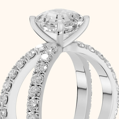 Lior Criss Cross Pavé Asscher Diamond Engagement Ring in Platinum - slant-view.webp
