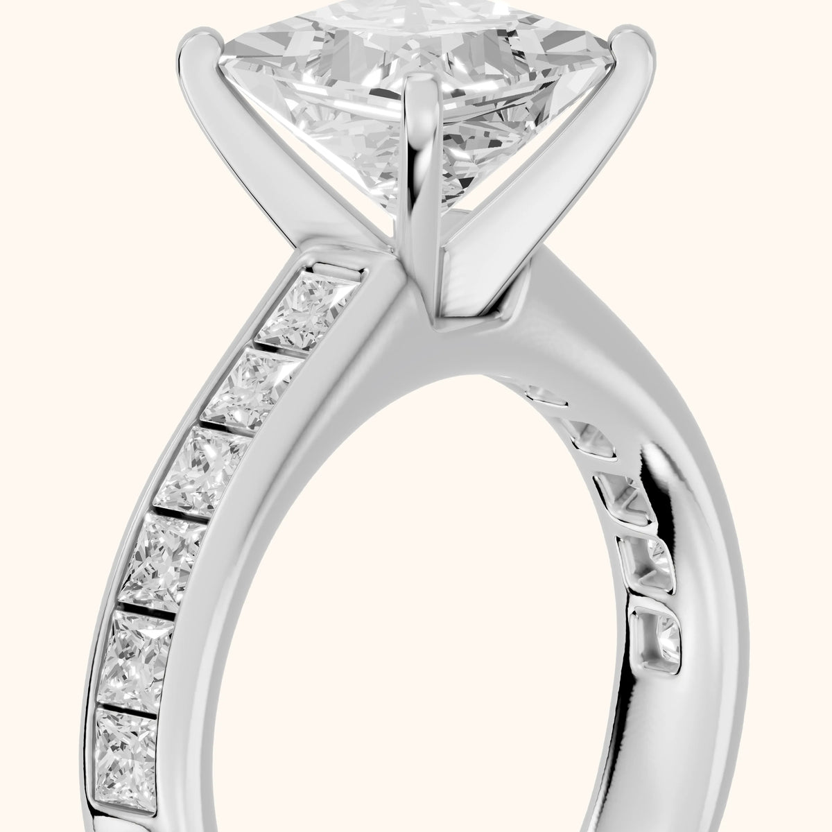 Frisco Channel Set Princess Diamond Engagement Ring in Silver - slant-view.webp