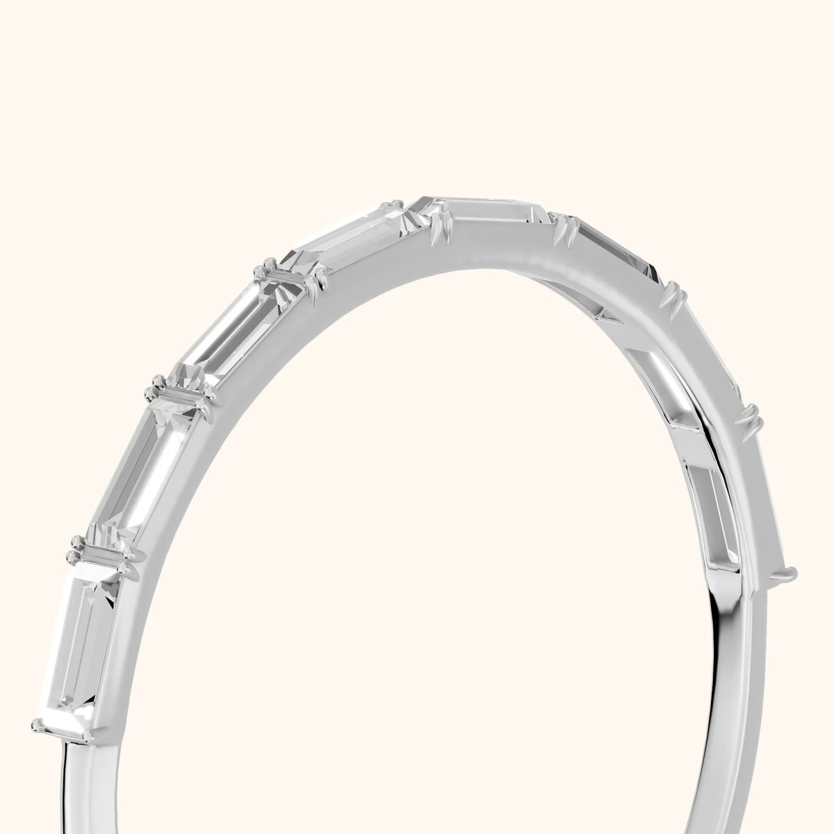 Gaia Bar Set Baguette Diamond Half Eternity Band in Silver - slant-view