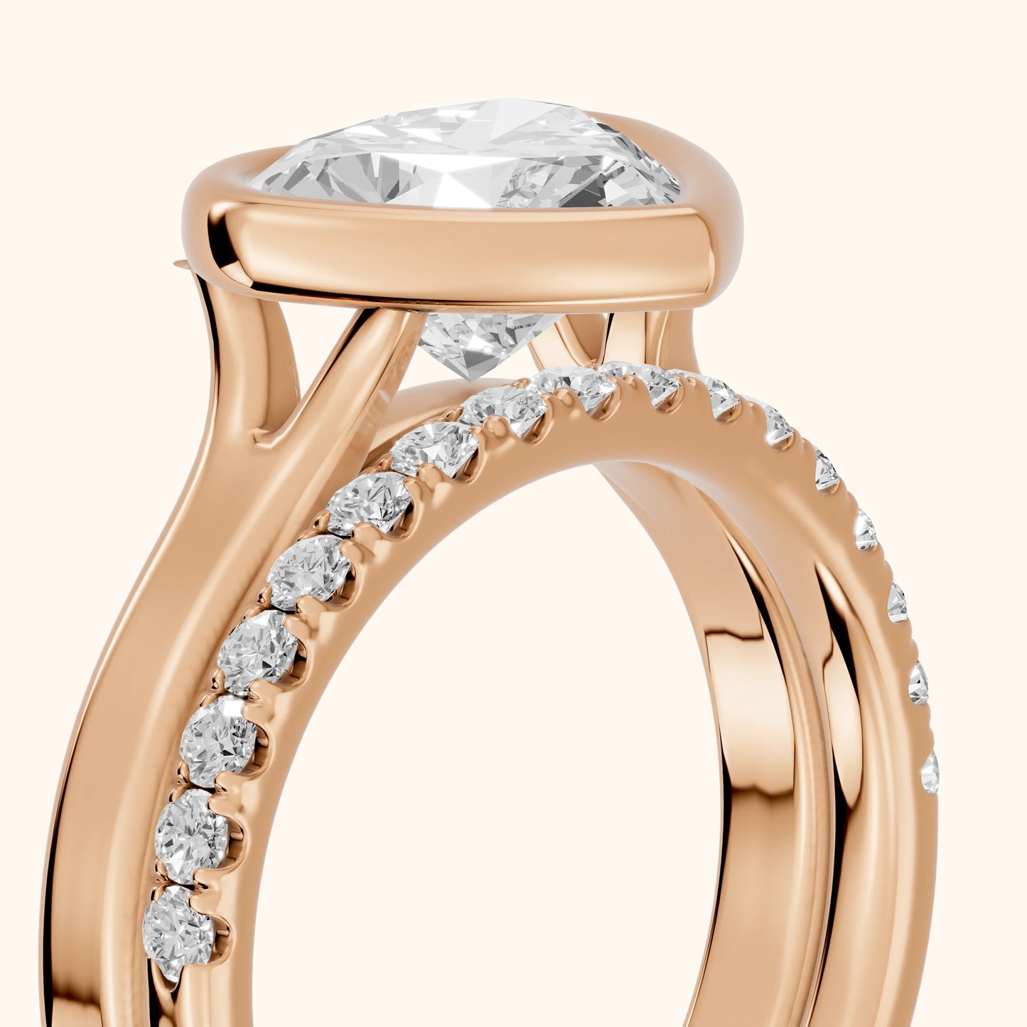 Ayla Bezel Bypass Heart Diamond Ring in Rose Gold - slant-view.webp