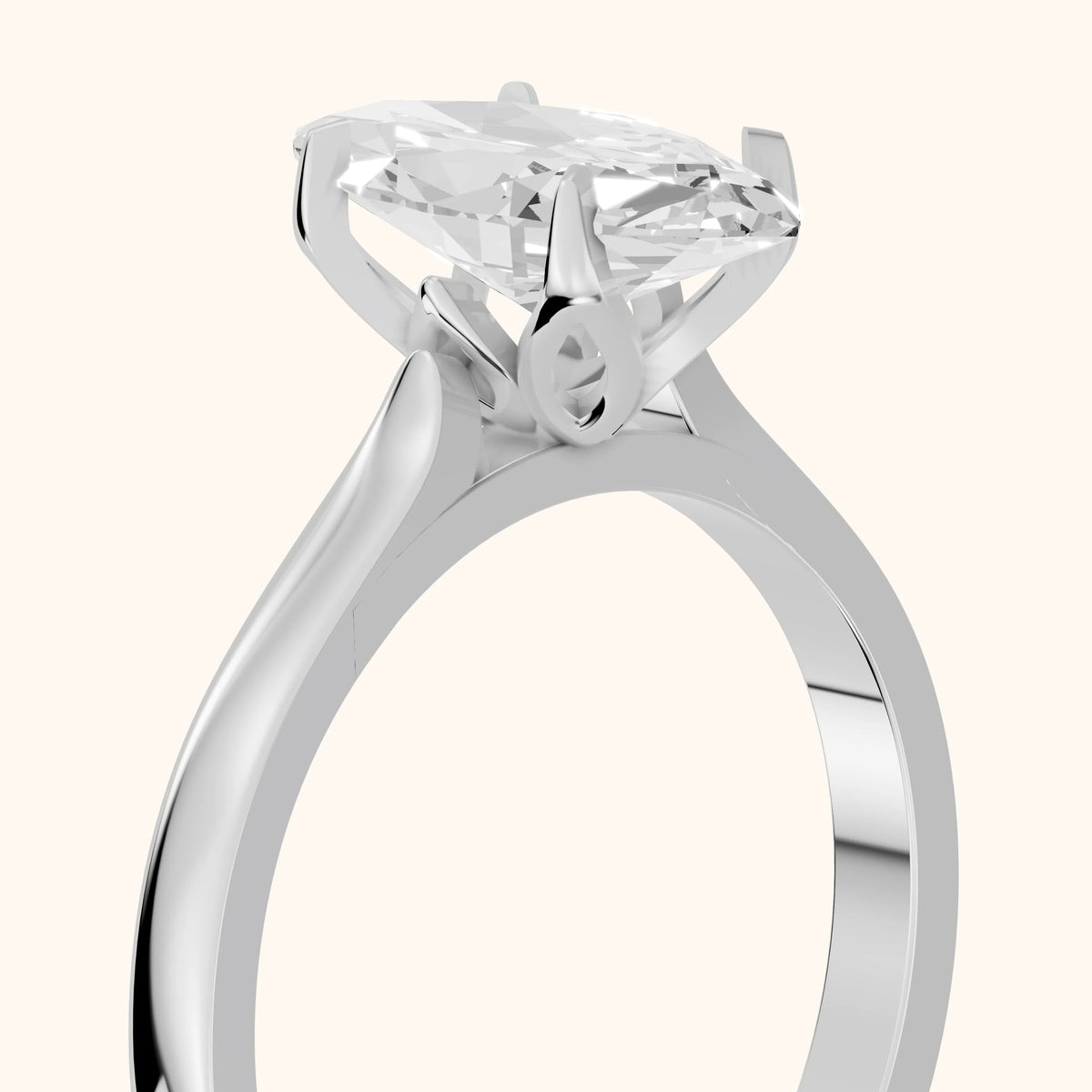 Isabella Bloom Solitaire Marquise Diamond Engagement Ring in Silver - slant-view.webp