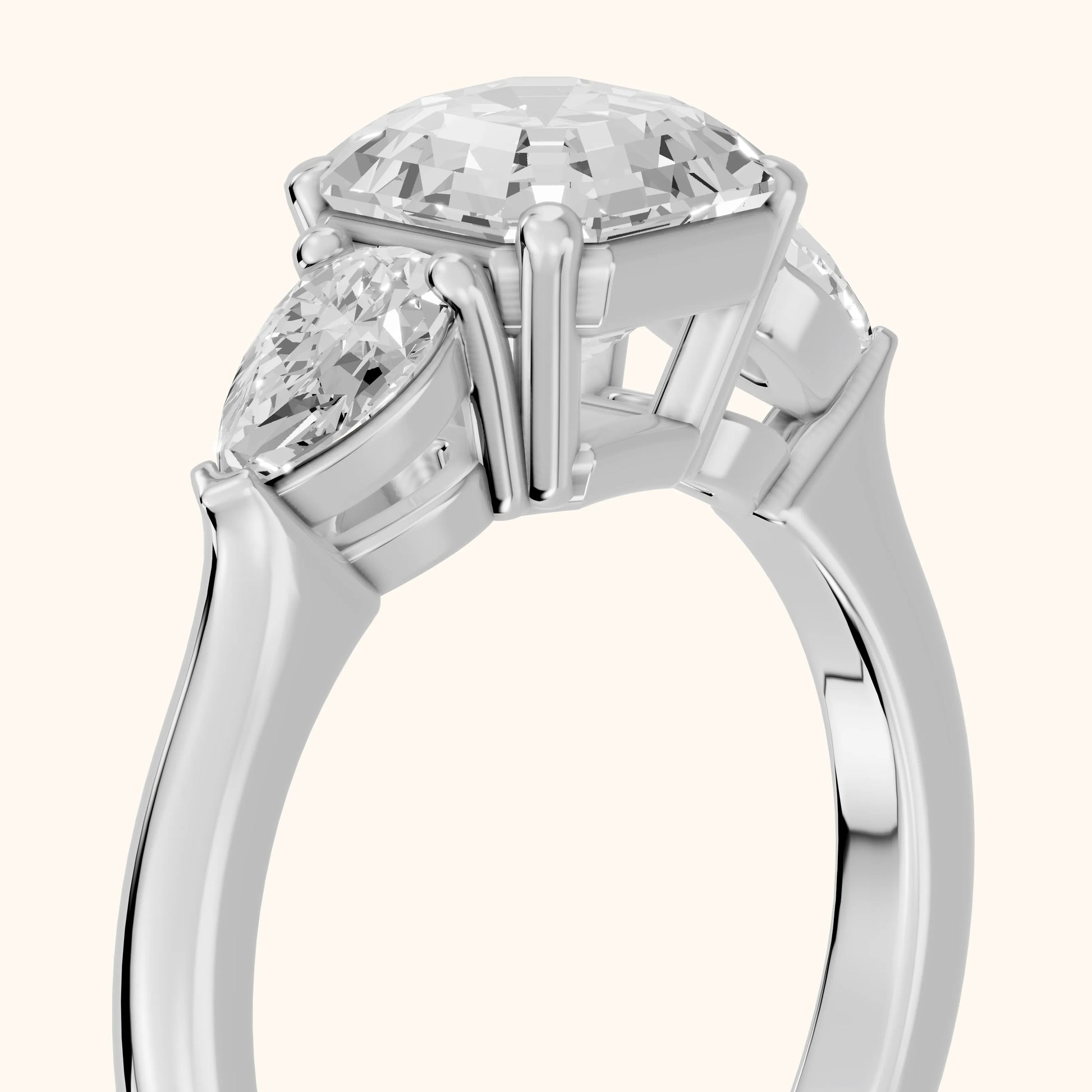Mirabel Three-Stone Asscher Diamond Engagement Ring in Platinum - slant-view.webp