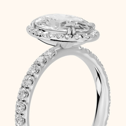 Chloe Halo Pavé Oval Diamond Ring in Silver - slant-view.webp