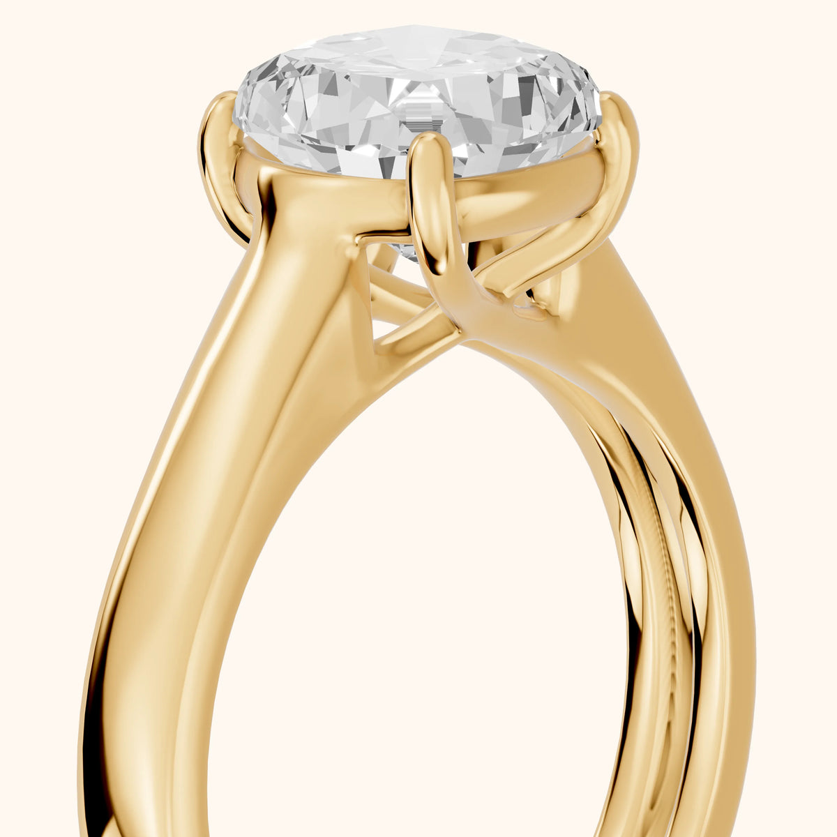 Heather Solitaire Cathedral Cushion Diamond Engagement Ring in Yellow Gold - slant-view.webp