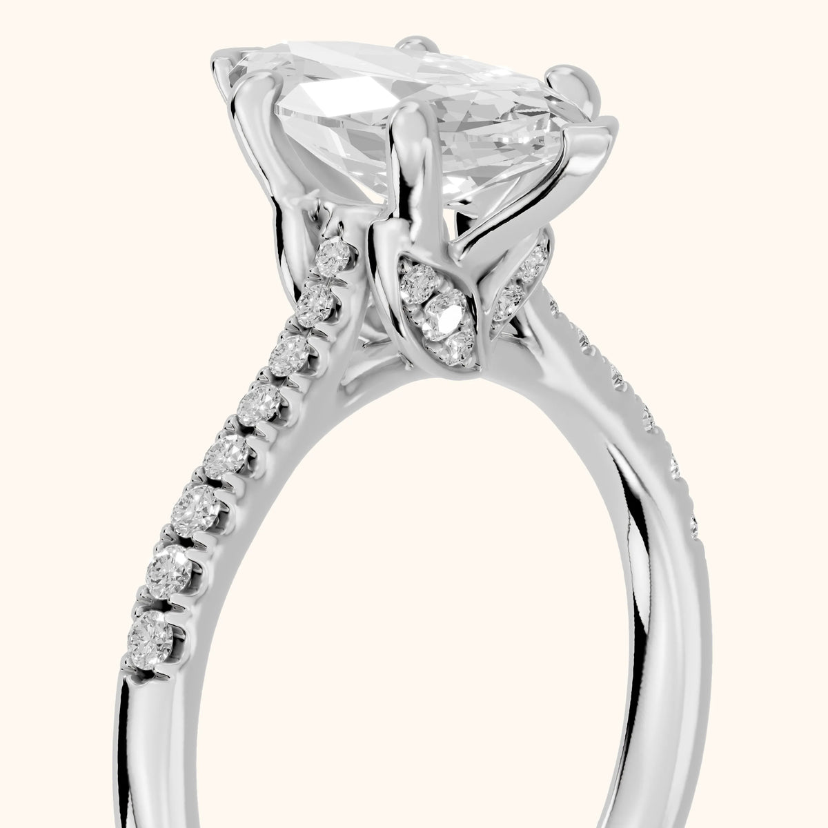 Moab Petal Pavé Marquise Diamond Engagement Ring in Silver - slant-view.webp