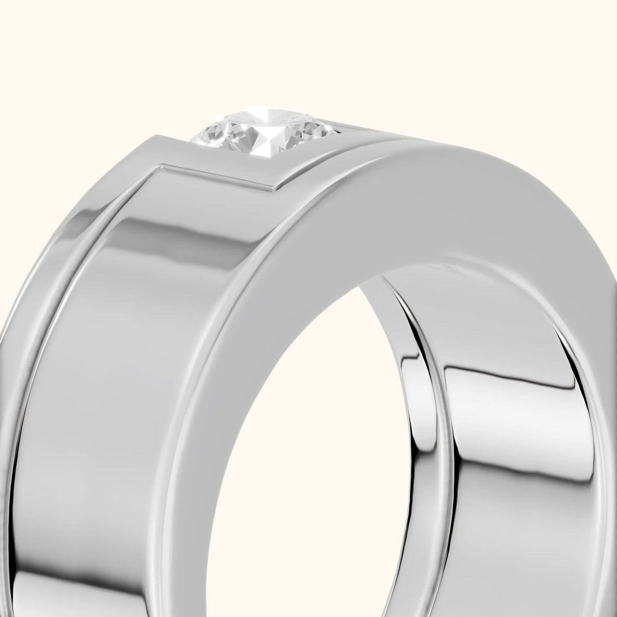 Marika Bezel Round Diamond Wedding Band in White Gold - slant-view