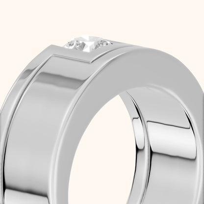 Marika Bezel Round Diamond Wedding Band in White Gold - slant-view