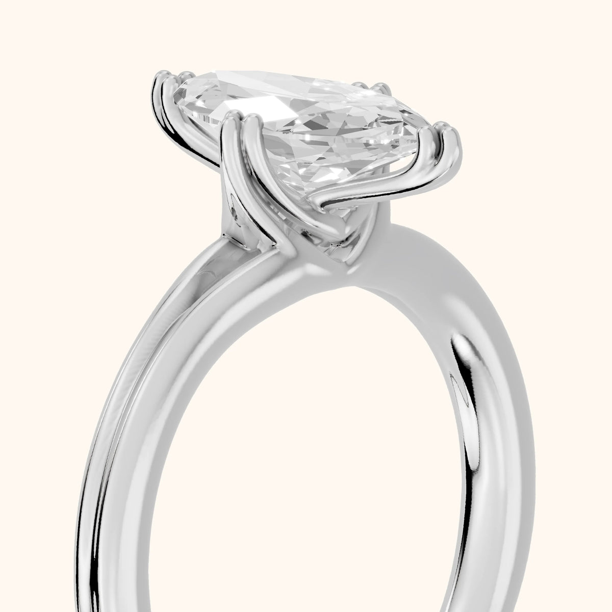 Neve Solitaire Split Shank Marquise Diamond Engagement Ring in Silver - slant-view.webp