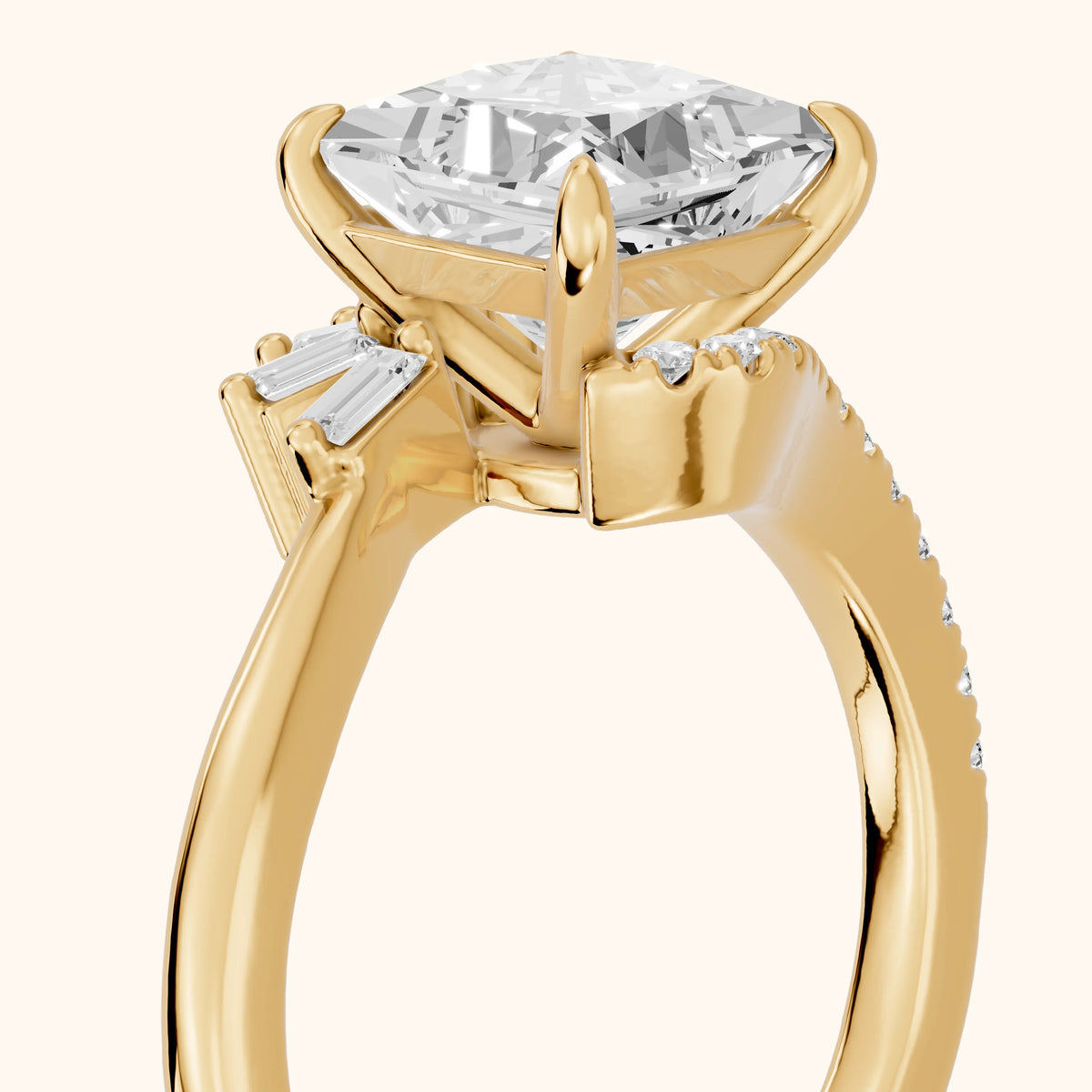 Erin Sunburst Bypass Princess Diamond Engagement Ring in Yellow Gold - slant-view.webp