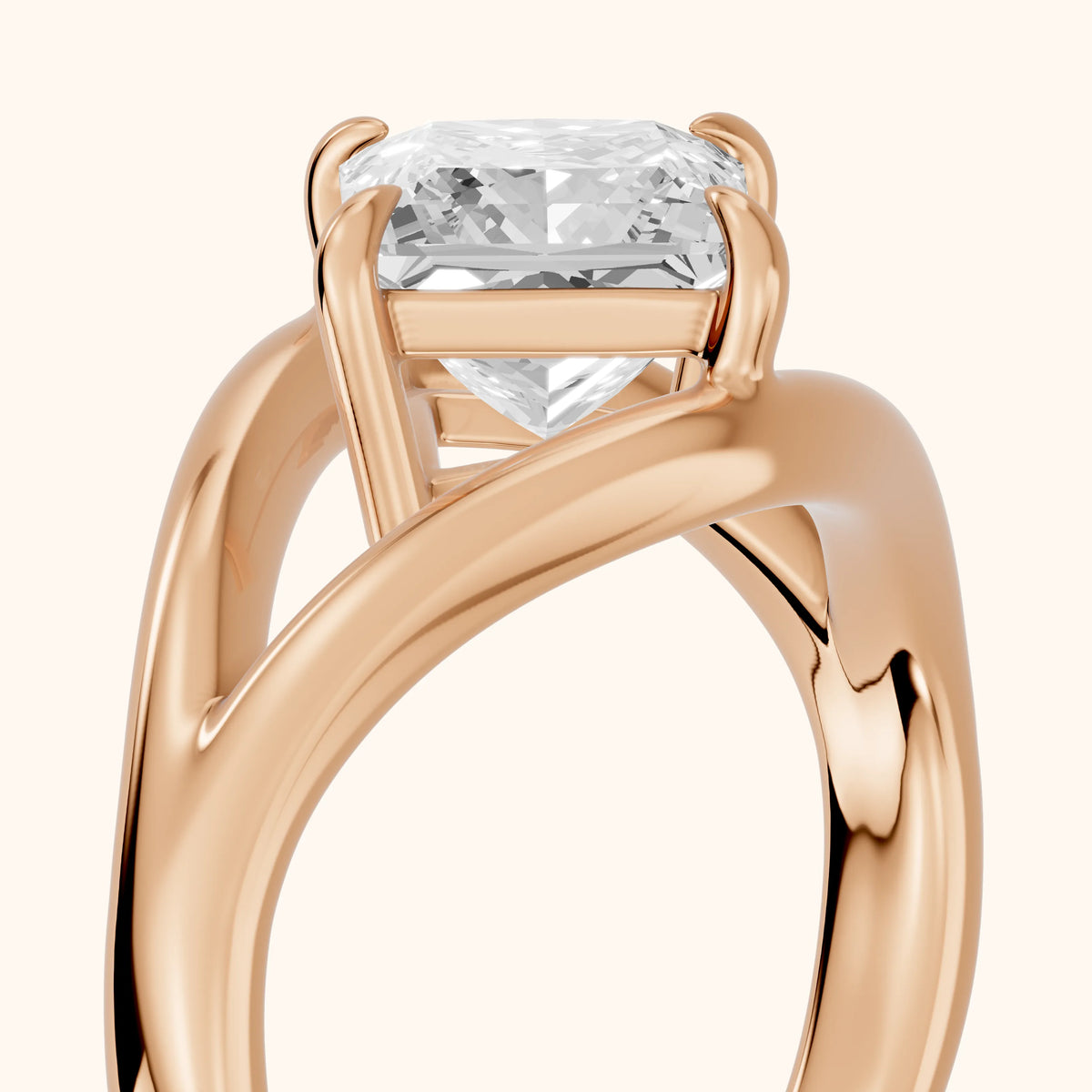 Madeleine Split Shank Princess Diamond Engagement Ring in Rose Gold - slant-view.webp